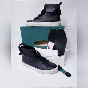 Buscemi Italian Leather Wedge Designer Black 125MM Sneakers 46